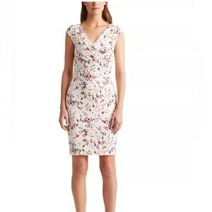 Ralph Lauren White and Pink Floral Midi Dress